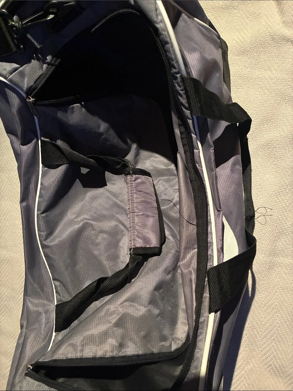 Nike Gray Duffel Bag with White Swoosh